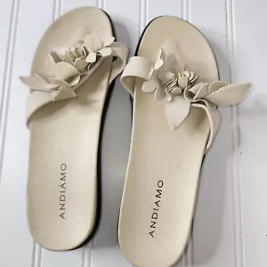 NEW ANDIAMO Arugby 7.5 floral accent slide slip on SANDALS 2698 Tropical Ivory - Picture 1 of 9