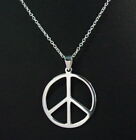 PEACE SIGN LOVE 925 Sterling silver 26" necklace chain charm female men women
