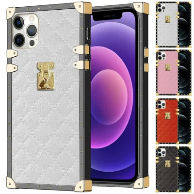 Grid Leather Phone Case For iPhone 11 12 13 14 15 16 Pro Max XR XS 7 8 SE 16E - Image 1 of 4