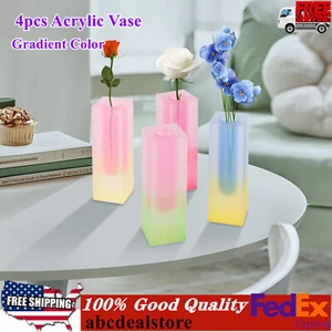 4 PCs Acrylic Vase Gradient Color Desktop Flower Vase Home Decor 22*13*13cm - Picture 1 of 15