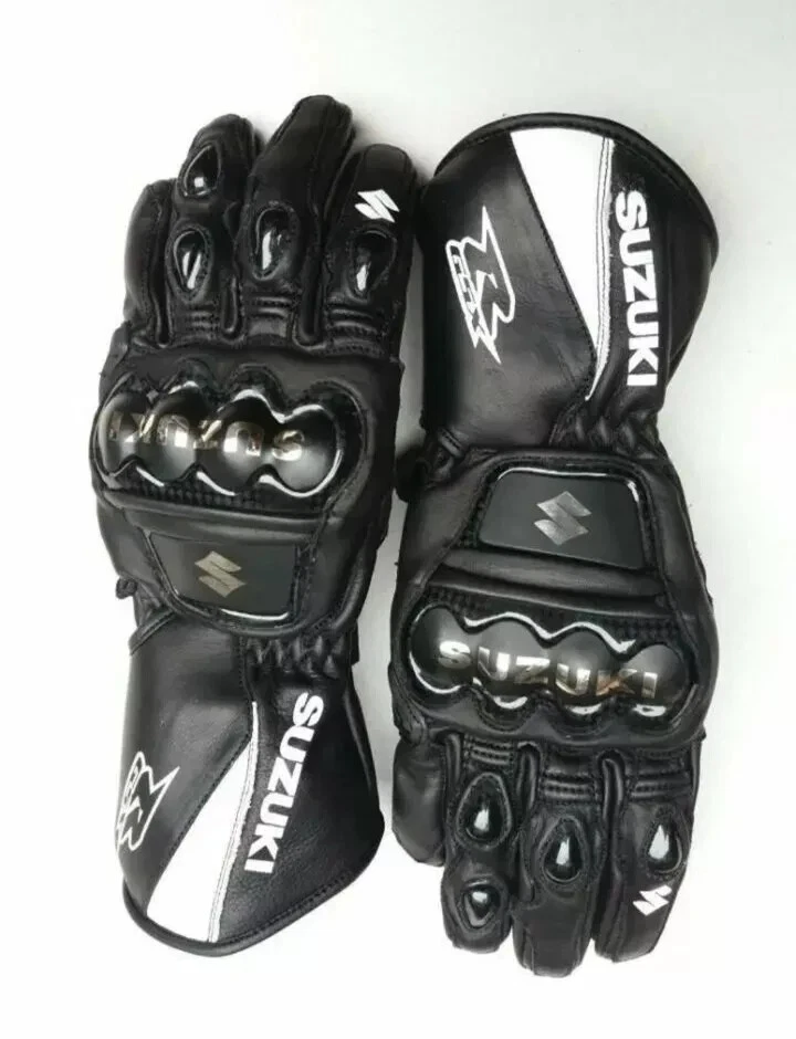 Luvas de corrida de couro para motocicleta Suzuki GSXR - Imagem 1 de 2
