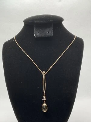 LINDO COLLAR DE CADENA CABLE de oro rosa de 14K con colgante de citrino y diamantes 3,8 gr Foto 1 de 4