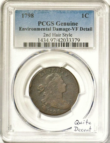 1798 Large Cent PCGS VF Detail; 2nd Hair Style; Quite Decent! Cover