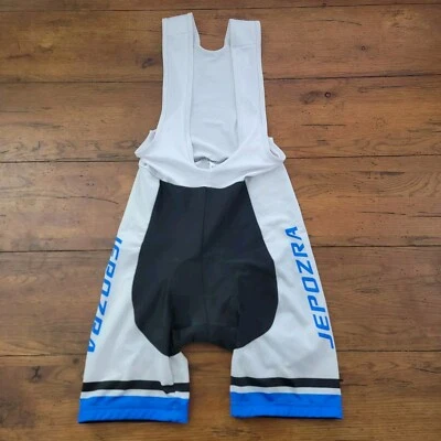 Culotte con tirantes de ciclismo grande para hombre 5,5" 15,5" (8/10) almohadilla spandex L blanco azul Foto 1 de 4