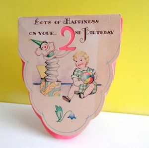 Vintage Birthday Card 2 Year Old No Envelope Signed Jack in Box Toy - Picture 1 of 5
