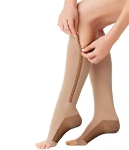 Premium Nylon ZIPPER Kompressionsstrümpfe abgestuft Stützstrümpfe Herren Damen Posten - Bild 1 von 3