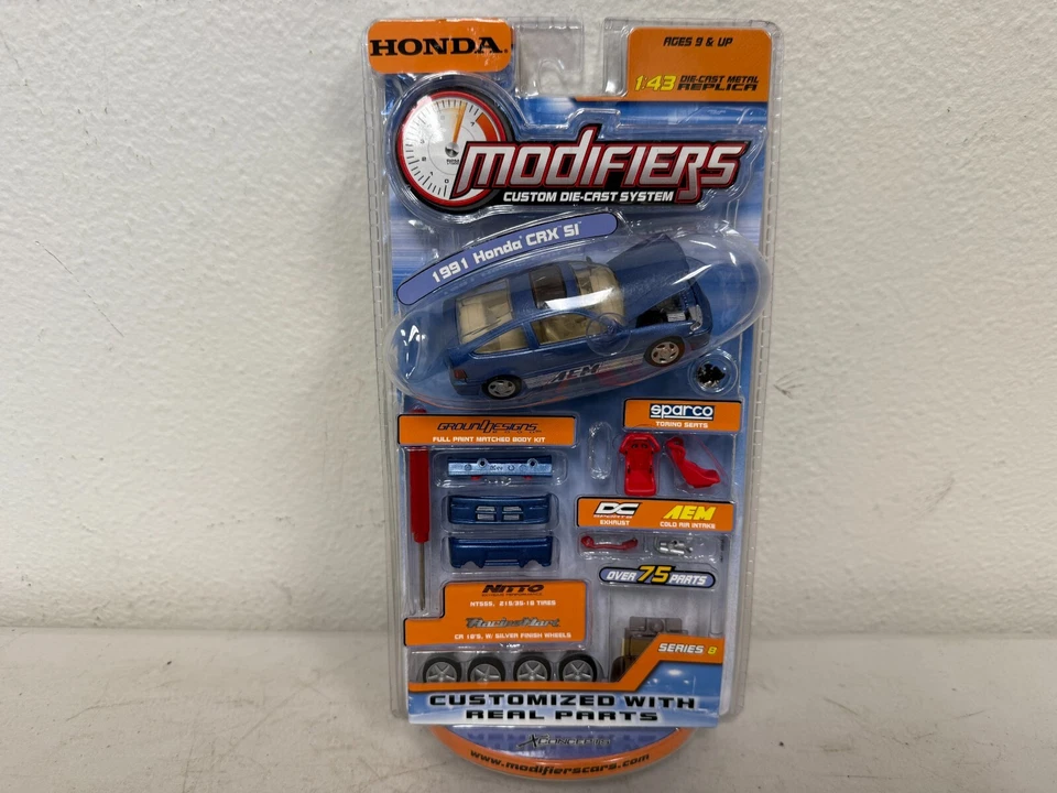 Rare Modifiers Series 7 1:43 1991 Honda CRX SI Blue  New Sealed In Plastic! - Image 1 of 4
