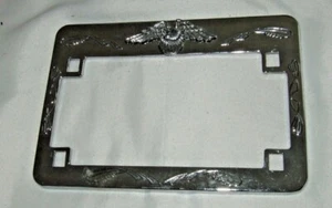 EAGLE HAWK MOTORCYCLE CHROME LICENSE PLATE FRAME HARLEY DAVIDSON HONDA & YAMAHA - Picture 1 of 2