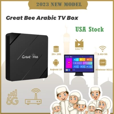 Great Bee Arabic TV Box 2023 New Model 2G+16G 4K Lifetime Free 5G Smart TV Box - Image 1 of 4