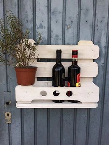 WEINREGAL EURO-PALETTE Weiß Holz Rustikal Massiv Wandregal EU Palettenmöbel NEU - Bild 1 von 2