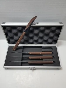 CUTCO No 47 Table Steak Knife Set 4 w/ Padded Storage Case Brown Handle Knives - Picture 1 of 20