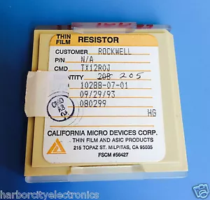 TX12R0J CALIFERIA MICRODISPOSITIVOS RESISTENCIA PELÍCULA DELGADA ROCKWELL 205/unidades - Imagen 1 de 3