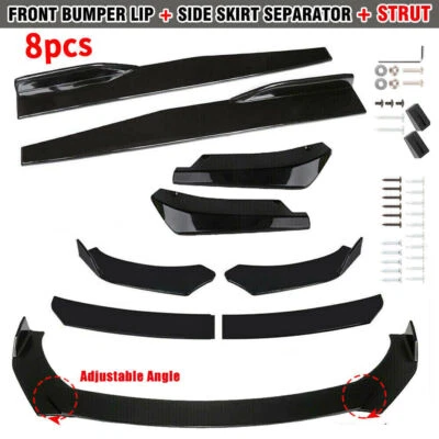 Universal Front Bumper Spoiler Body Kit / Side Skirt /Rear Lip Set Glossy Black Foto 1 de 4