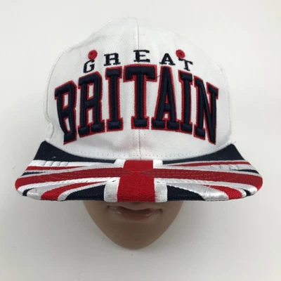 VINTAGE Great Britain Hat Cap White Adjustable Snapback One Size Adult 90s Mens - Imagem 1 de 4