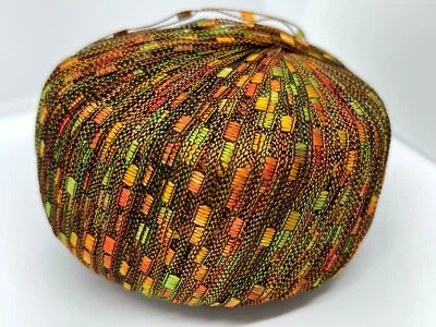 Skinny Ladder Ribbon Yarn - SRK Collection Kitty #607 Orange Green Gold 50g 251y - Image 1 of 4