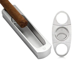 Galiner Metal Cigar Holder Ashtray For Outdoors and Sharp Cigar Cutter Portable - Picture 1 of 9