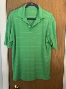 Champion Golf Duo Dry Bright Green Striped Short Sleeve Polo Men's Medium - Picture 1 of 6