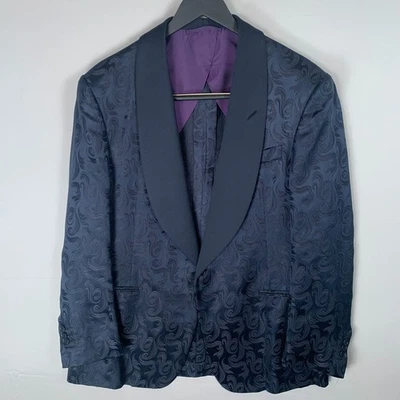 Ralph Lauren Mens Tuxedo Jackets Purple Label Silk Wool Blue Floral Jacquard 42R - Image 1 of 4