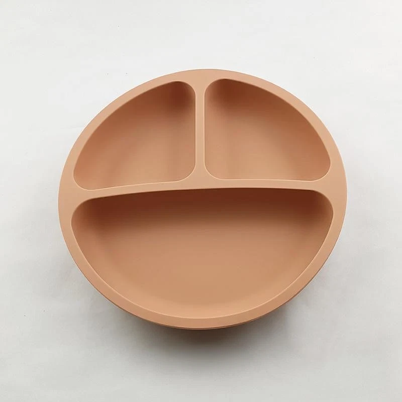 Platos de alimentación de silicona para bebés niños placa de succión ventosa cuenco de madera para Foto 1 de 4