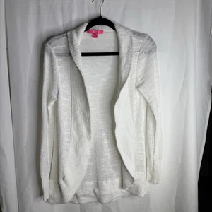 Lilly Pulitzer Women’s Amalie White Open Front Knit Long Sleeve Cardigan s - Picture 1 of 7