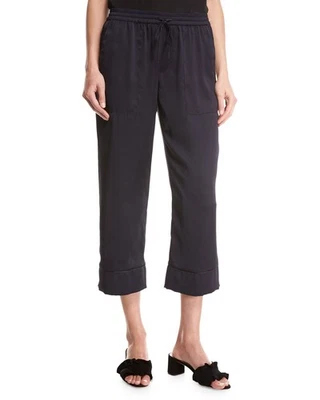 Pantalones recortados con cordón de satén Joie Anelise azul marino oscuro precio de venta sugerido por el fabricante 198 USD talla XS NUEVOS Foto 1 de 4