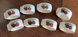 8er Set Keramik Rot Kirschen Serviettenringe Halter Dinner Party - Bild 1 von 6