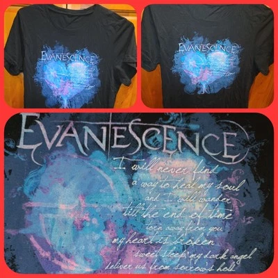 Camiseta vintage Y2K Evanescence My Heart Is Broken Soul letra banda de metal gótico M/G - Imagem 1 de 4