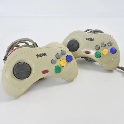 Sega Saturn White Pair of Controller HSS-0101 Control pad Official Tested 1461 - Image 1 of 4