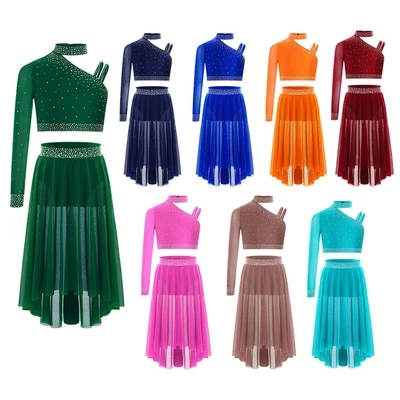 Kids Girls Outfits Latin Suit Dance Set Stage Performance Ballroom Contemporary - Image 1 of 3