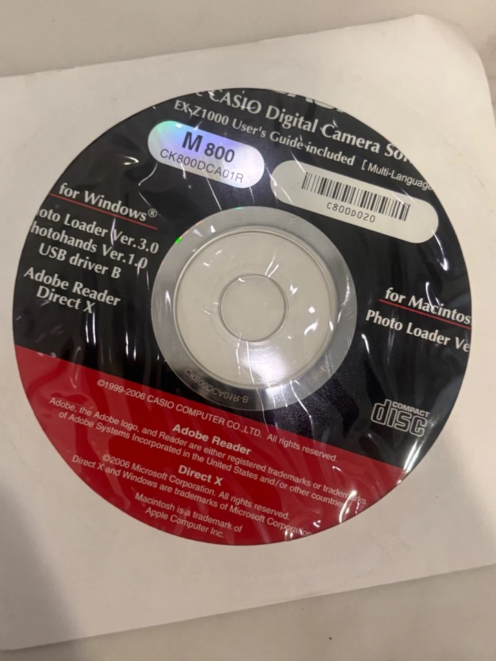 Software de cámara digital Casio CD-ROM EX Z1000 Guía del usuario para Windows - Envío gratuito Foto 1 de 1