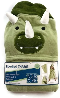 Toalla con capucha Green Dino 23 x 40 algodón verde por tu zona Foto 1 de 4