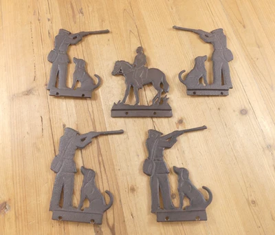 5 CAST IRON WEATHERVANE TOPS FIGURES WELDING ART STEAMPUNK HUNTER LOT RUSTIC - Image 1 of 4