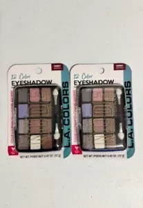 SET OF 2 L.A. COLORS 12 COLOR EYESHADOW PALETTE C68681 Glamorous .49oz - Picture 1 of 1