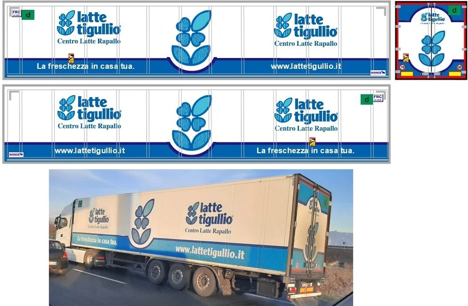 Grafica adesiva "LATTE TIGUILLO"  Rapallo x semirimorchi Herpa 1/87 - Immagine 1 di 1