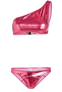 $396 LISA MARIE FERNANDEZ Arden Metallic PVC Bikini Set Pink Size 0 XS - Picture 1 of 10