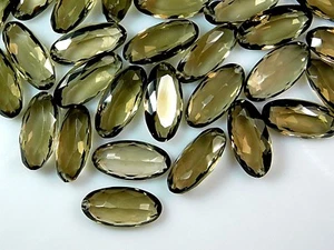 6 Pcs Hydro Smoky Quartz Top Front To Back Drilled Faceted Oval Beads 20x10MM - Picture 1 of 7