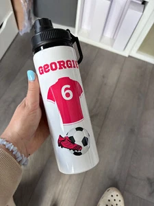 Personalised football water bottle with football shirt and number. - Picture 1 of 8
