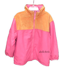 Carters Girls Windbreaker Jacket Microfiber Size 5 Reversible w/Hood Pink Orange