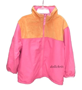 Carters Girls Windbreaker Jacket Microfiber Size 5 Reversible w/Hood Pink Orange - Picture 1 of 3
