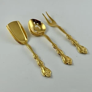 NOS Golden Interlude 3 Pc Serving Set International Silverplate VTG Electroplate - Picture 1 of 14