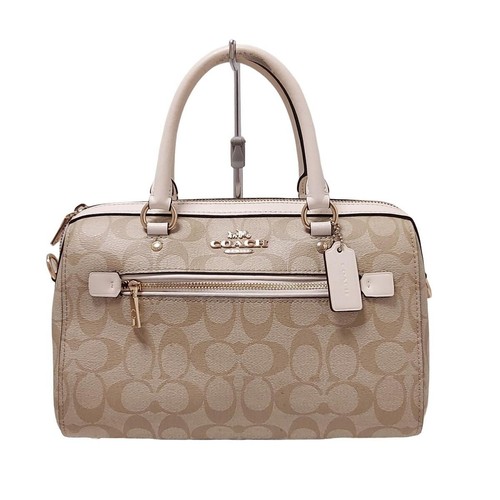 Borsa a mano Coach modello firmato F83607 beige x avorio pelle PVC usata