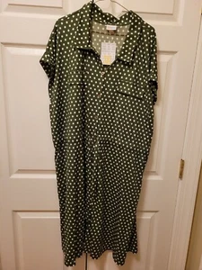 New Women Lularoe Stacie Shirt Green Polka Dot Dress Size 3XL Plus 26/28 - Picture 1 of 3