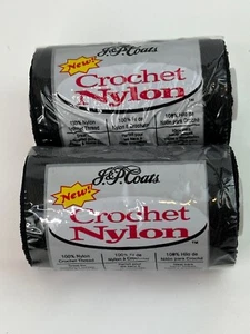 J&P Coats 2 Rolls Crochet Nylon Thread #19 Black 300 yds - Picture 1 of 3