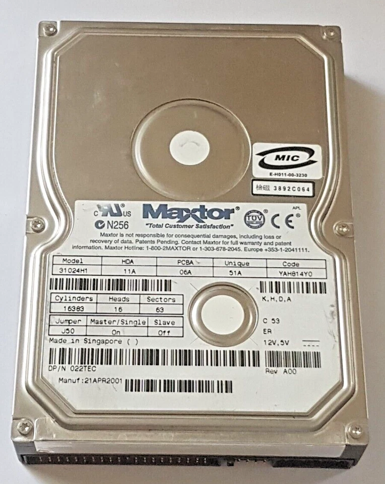10 GB Ide Maxtor Diamondmax VL40 31024H1 P-Ata 5400RPM 2MB HDD 3.5 " Hard Drive - Image 1 of 1