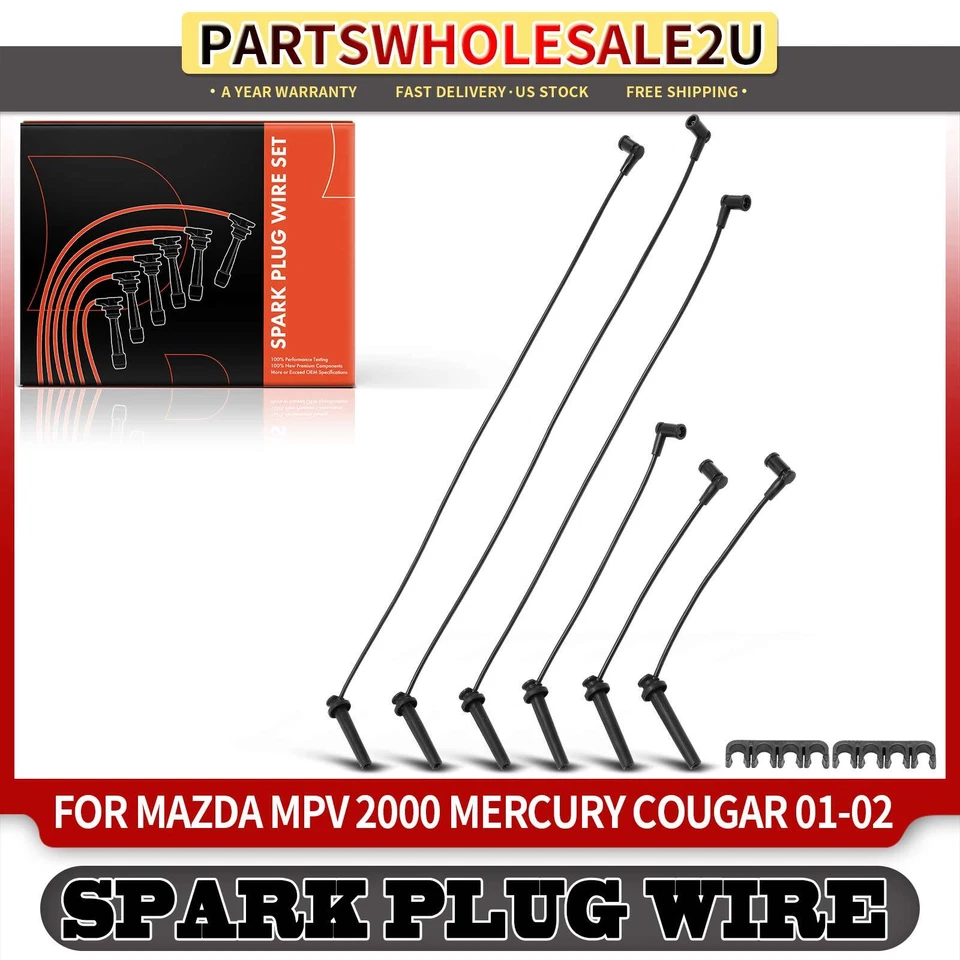 Juego de 6 cables de bujía nuevos para Mazda MPV 2000 Mercury Cougar 2001-2002 2,5 L Foto 1 de 4