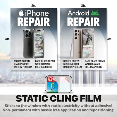 iPhone Android Smartphone Repair Window Wrap Sign Banner Apple Samsung Graphics - Image 1 of 4