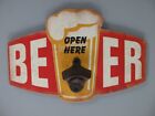 Blechschild, Reklameschild mit ffner, Beer Open Here Gastro Schild 20x30 cm