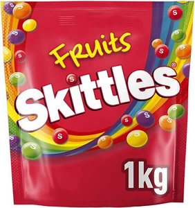 Skittles Sweets Juicy Fruity Chewy Flavour Fruit Kids Candy Party Bag Pack 1kg - Picture 1 of 4