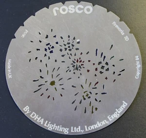 DHA Rosco 365d Feuerwerk 3D STAHL GOBO 4" 10cm Bühne Studio Lichtschablone - Bild 1 von 1