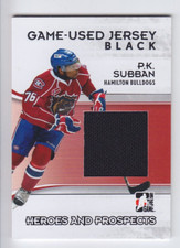 2009-10 ITG HEROES PROSPECTS P K SUBBAN JERSEY GAME USED BLACK H&P M-46 Bulldogs